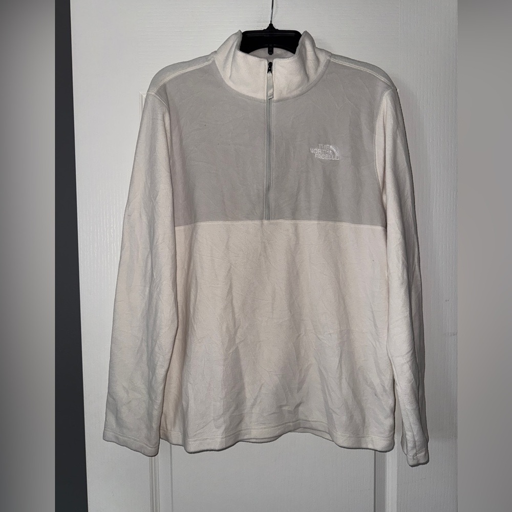 The North Face Men’s 1/4 zip fleece pullover White Cream Light Gray‎ Medium